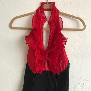 Body Central Top Size M with Ruffles & Rhinestone Cleavage